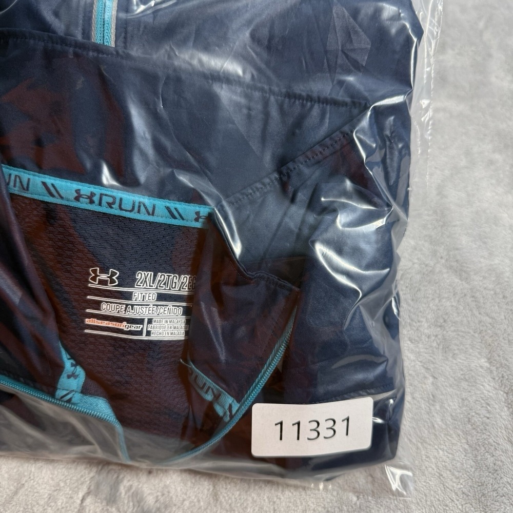 Under Armour Windbreaker Jacket Mens 2XL Navy Blue Geometric Camo 1253577 - Picture 12 of 12
